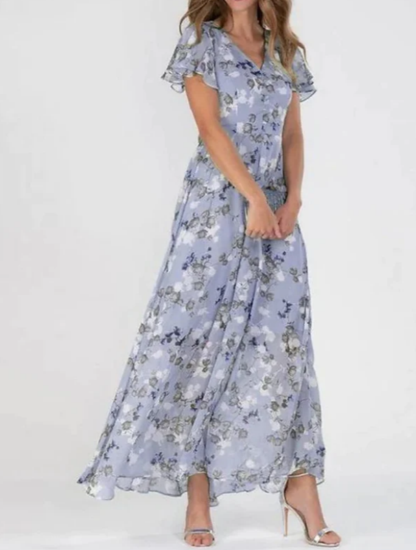 Maxi-jurk | Soepelvallend | Vlindermouwen | Bloemenjurk | Zomerjurk-Hallo Susanne