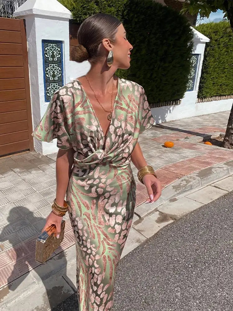 Maxi-jurk | Vlindermouwen | V-hals | Elegante jurk | Cocktailjurk-Hallo Susanne