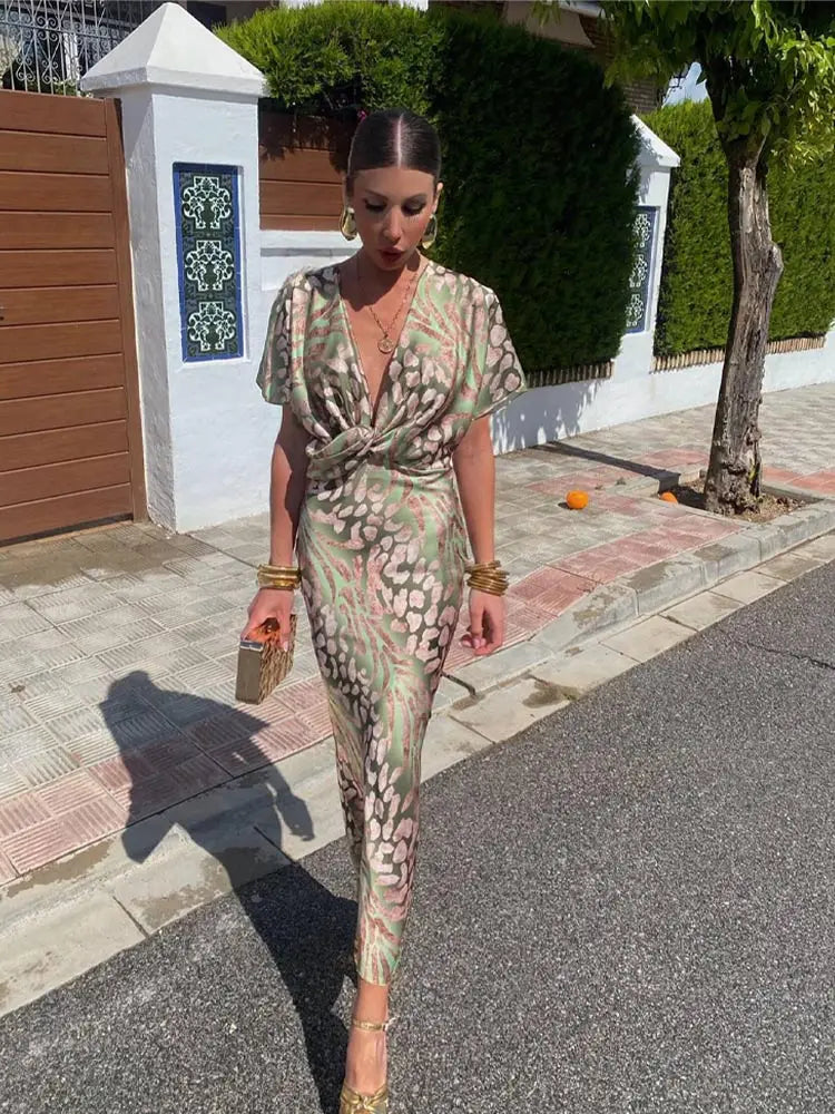 Maxi-jurk | Vlindermouwen | V-hals | Elegante jurk | Cocktailjurk-Hallo Susanne