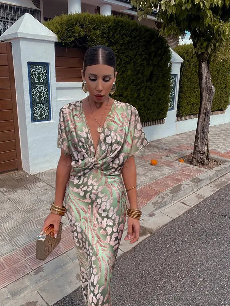 Maxi-jurk | Vlindermouwen | V-hals | Elegante jurk | Cocktailjurk-Hallo Susanne