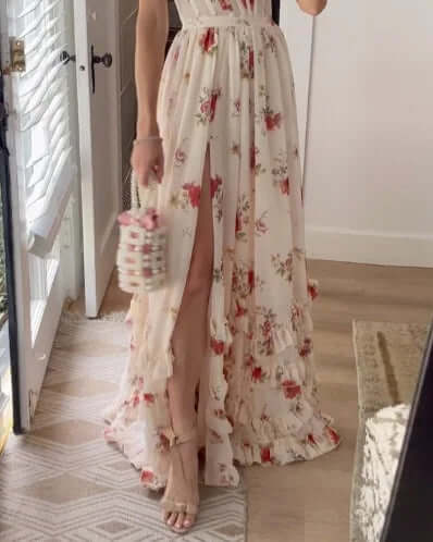 Maxi-zomerjurk - Elegant - Split - Bloemenjurk - Korsetjurk-Hallo Susanne