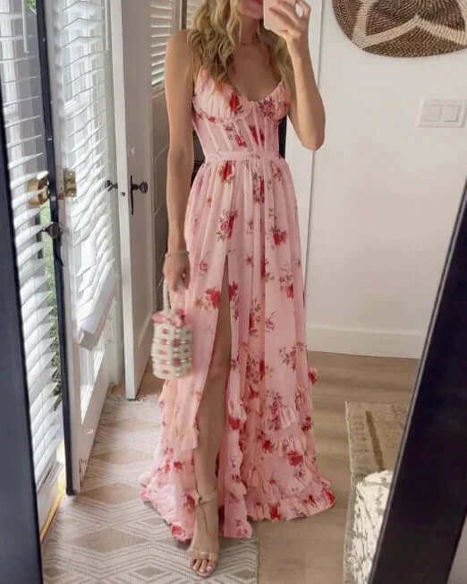 Maxi-zomerjurk - Elegant - Split - Bloemenjurk - Korsetjurk-Hallo Susanne