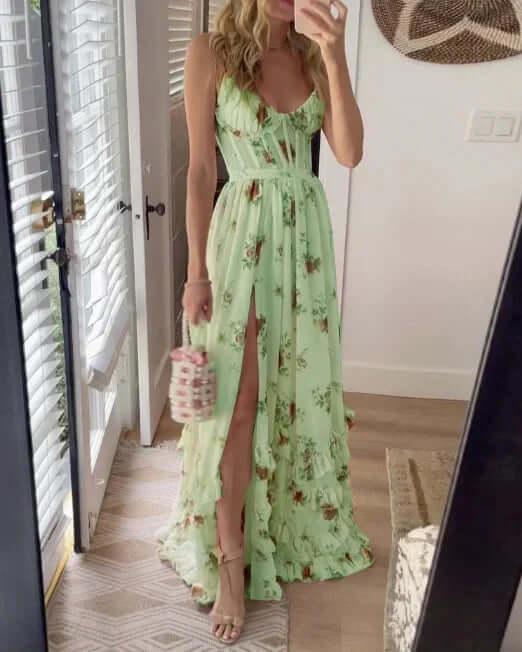 Maxi-zomerjurk - Elegant - Split - Bloemenjurk - Korsetjurk-Hallo Susanne