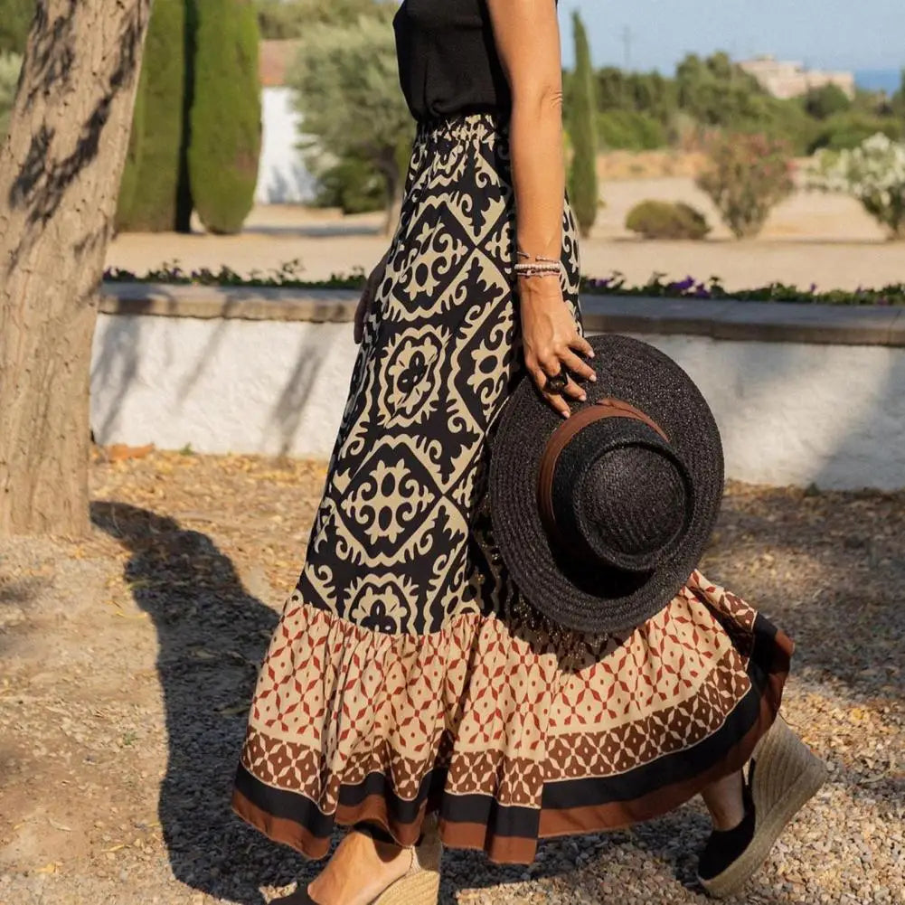 Maxirok - Damesrok met hoge taille en print in boho-stijl-Hallo Susanne