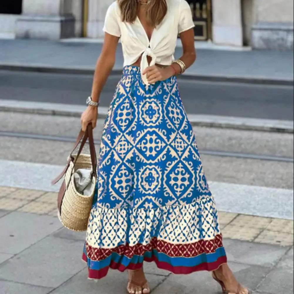 Maxirok - Damesrok met hoge taille en print in boho-stijl-Hallo Susanne
