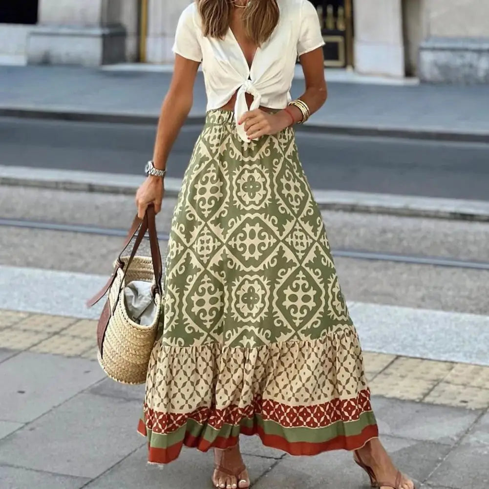 Maxirok - Damesrok met hoge taille en print in boho-stijl-Hallo Susanne