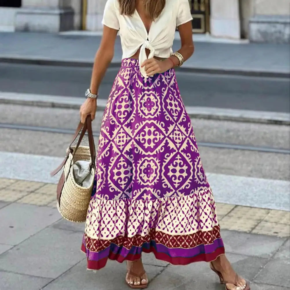 Maxirok - Damesrok met hoge taille en print in boho-stijl-Hallo Susanne