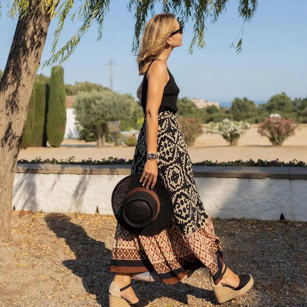 Maxirok - Damesrok met hoge taille en print in boho-stijl-Hallo Susanne