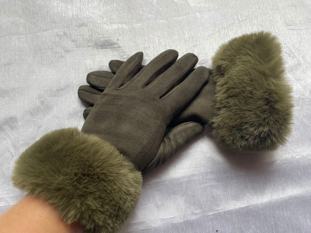 Met bont gevoerde handschoenen - Vrouwen Warme Faux Fur Fluwelen Winterhandschoenen-Hallo Susanne