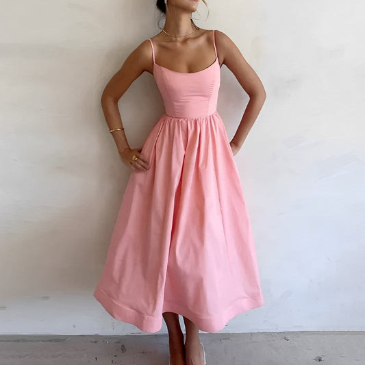 Midi-jurk - Pofzoom - Spaghettibandjes - Elegante jurk - Zomerjurk-Hallo Susanne