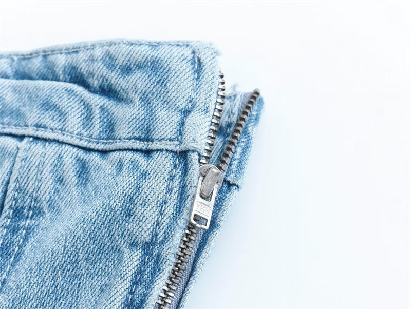 Mini Denim Jurk - Damespijp Bodycon Denim Strapless Jurk-Hallo Susanne