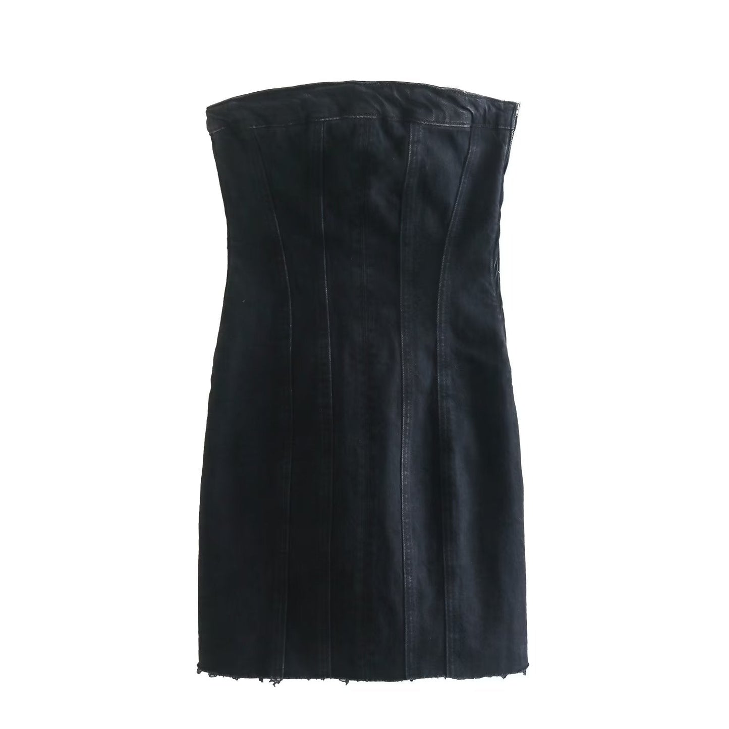 Mini Denim Jurk - Damespijp Bodycon Denim Strapless Jurk-Hallo Susanne