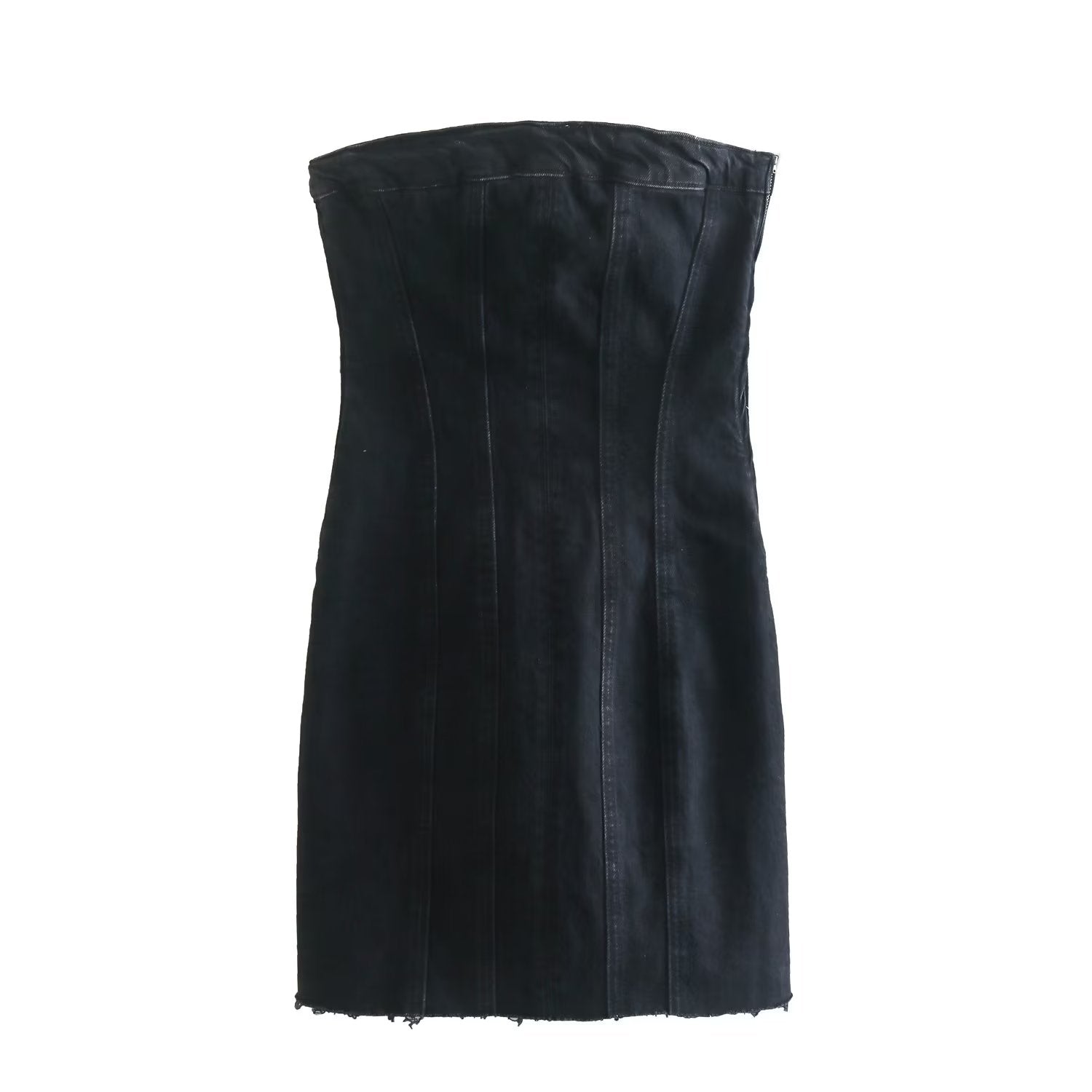 Mini Denim Jurk - Damespijp Bodycon Denim Strapless Jurk-Hallo Susanne