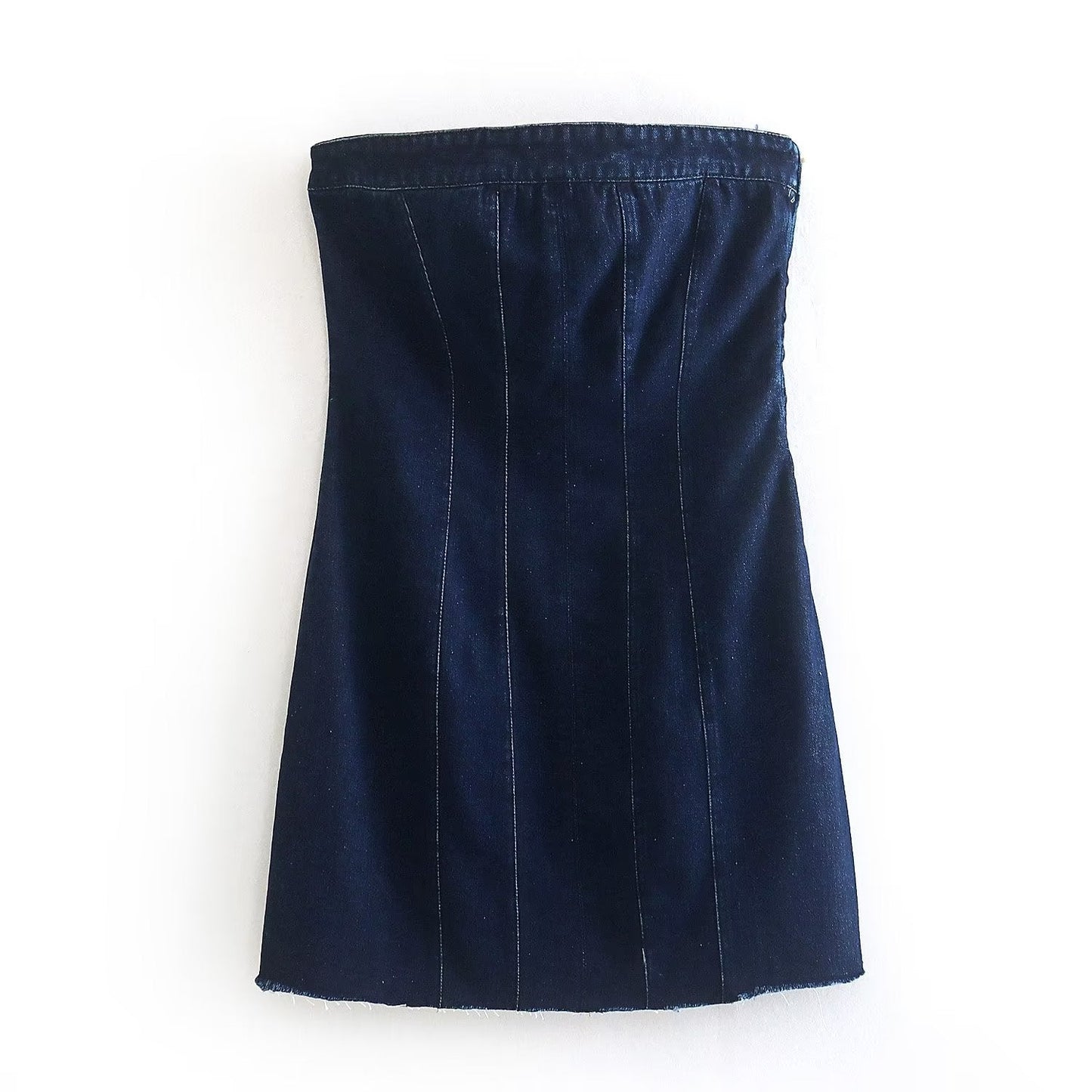 Mini Denim Jurk - Damespijp Bodycon Denim Strapless Jurk-Hallo Susanne
