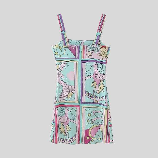Mini-jurk - Mouwloos - Kleurrijk - Jurk met print - Zomerjurk-Hallo Susanne