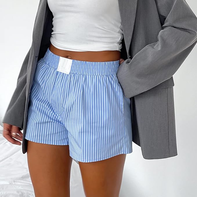 Mini-short - Gestreepte - Elastische tailleband - Zomerse short - Dames short-Hallo Susanne