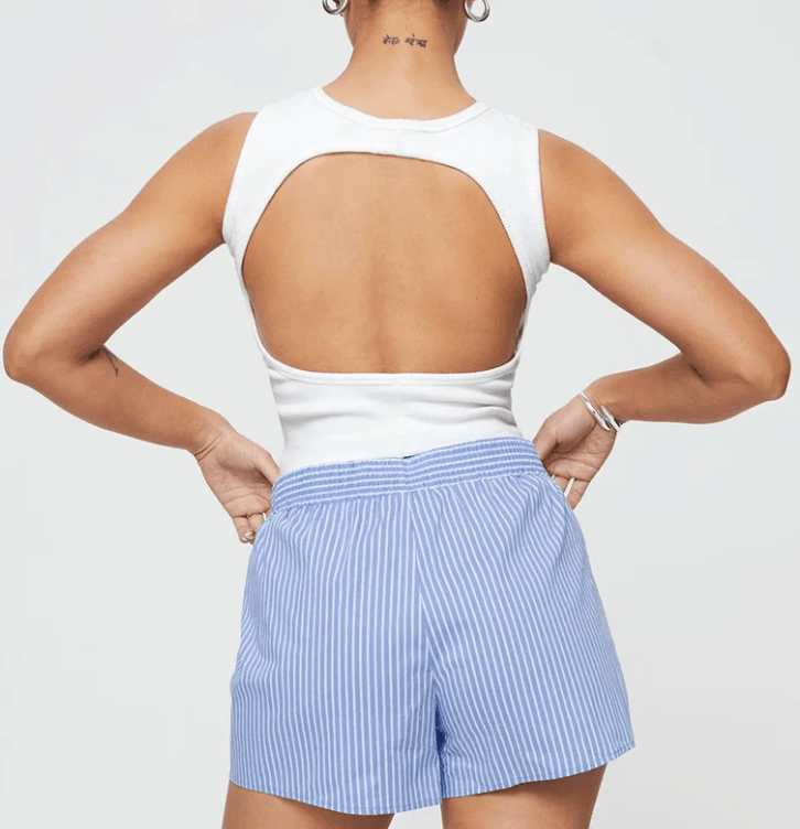Mini-short - Gestreepte - Elastische tailleband - Zomerse short - Dames short-Hallo Susanne