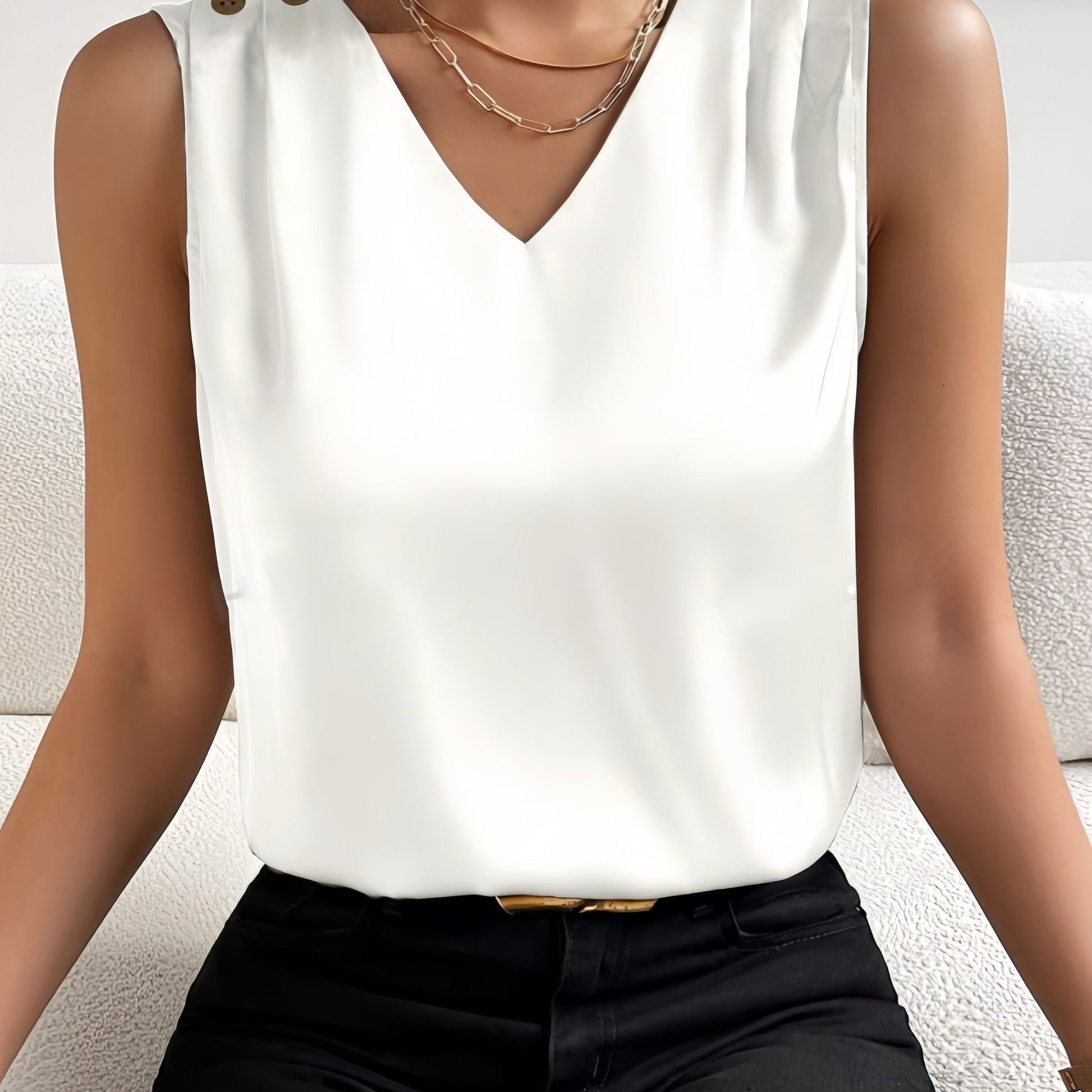 Mouwloze top | Chique | V-hals | Zomertop | Dames top-Hallo Susanne