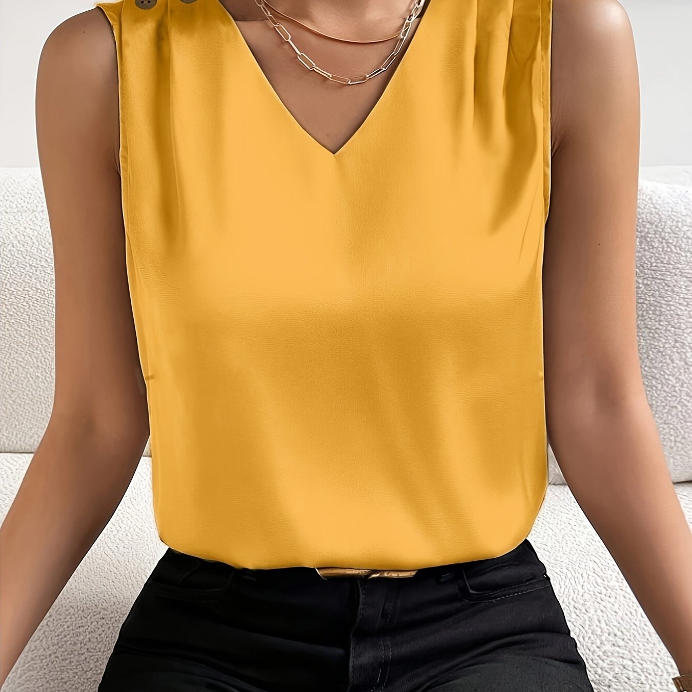 Mouwloze top | Chique | V-hals | Zomertop | Dames top-Hallo Susanne