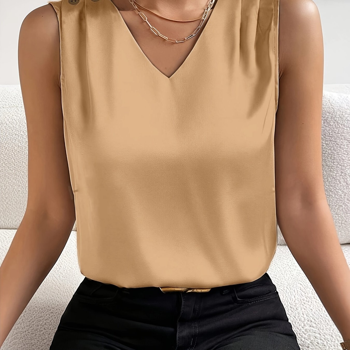 Mouwloze top | Chique | V-hals | Zomertop | Dames top-Hallo Susanne