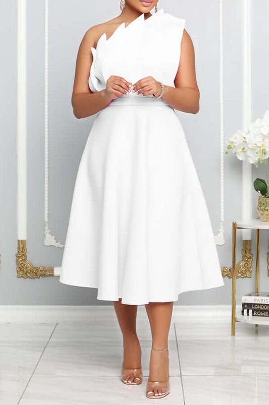 One Shoulder Jurk - Elegant - Midi - Cocktailjurk - Feestjurk-Hallo Susanne