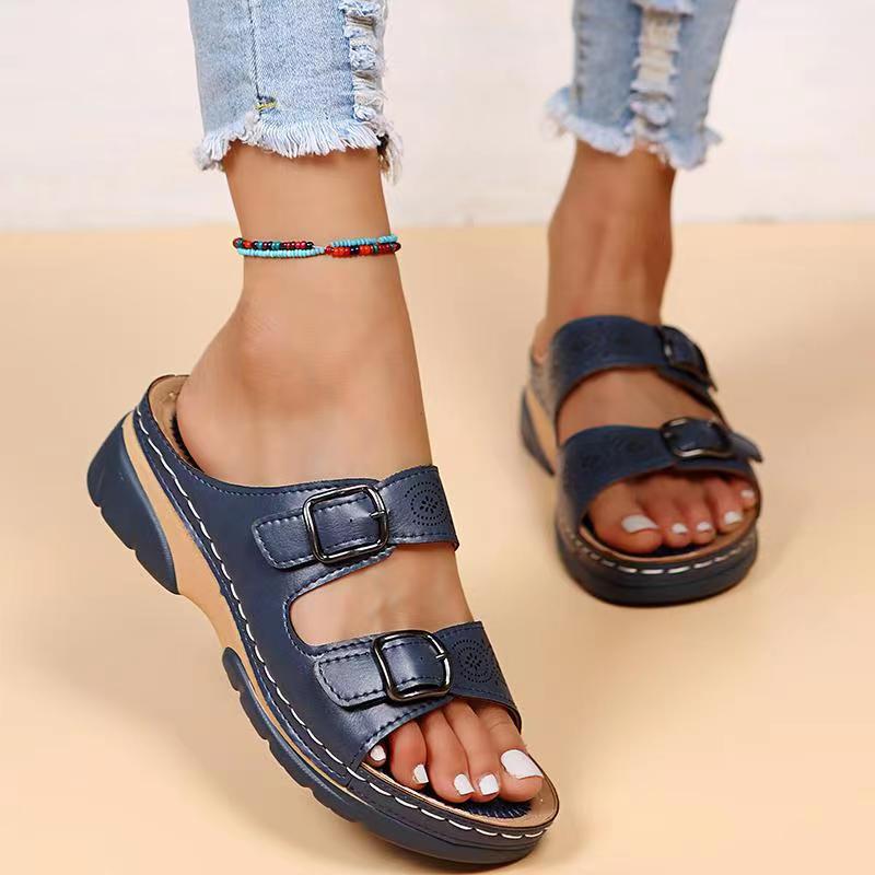 Orthopedische Sandalen - Dubbele Gesp - Dikke Zool - Slip-On Sandalen - Damesslippers-Hallo Susanne