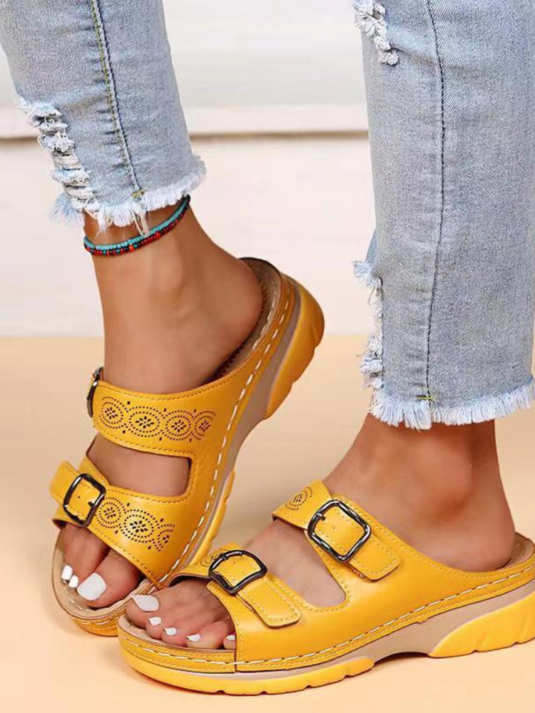 Orthopedische Sandalen - Dubbele Gesp - Dikke Zool - Slip-On Sandalen - Damesslippers-Hallo Susanne