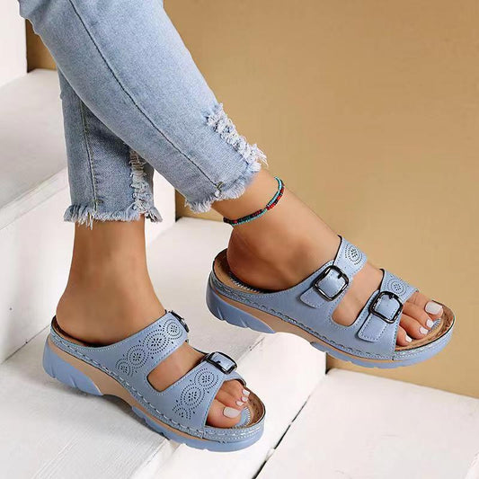 Orthopedische Sandalen - Dubbele Gesp - Dikke Zool - Slip-On Sandalen - Damesslippers-Hallo Susanne