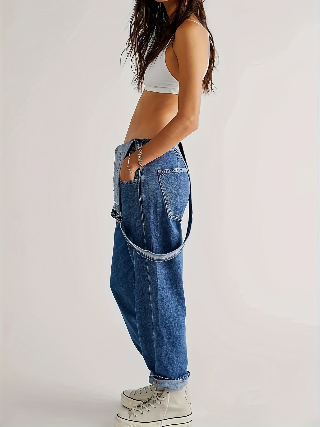Overalls - Los model - Rechte pijpen - Denim tuinbroek - Jumpsuit Denim voor dames-Hallo Susanne