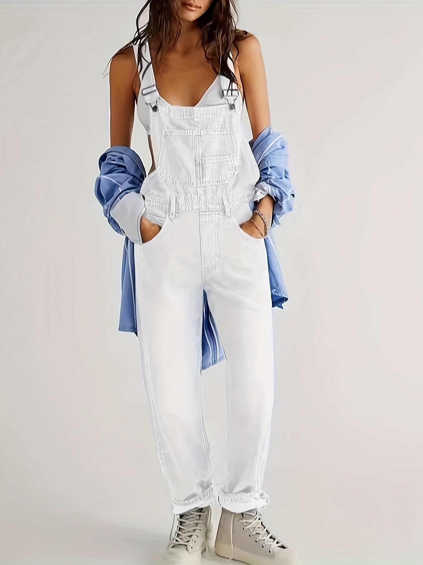 Overalls - Los model - Rechte pijpen - Denim tuinbroek - Jumpsuit Denim voor dames-Hallo Susanne