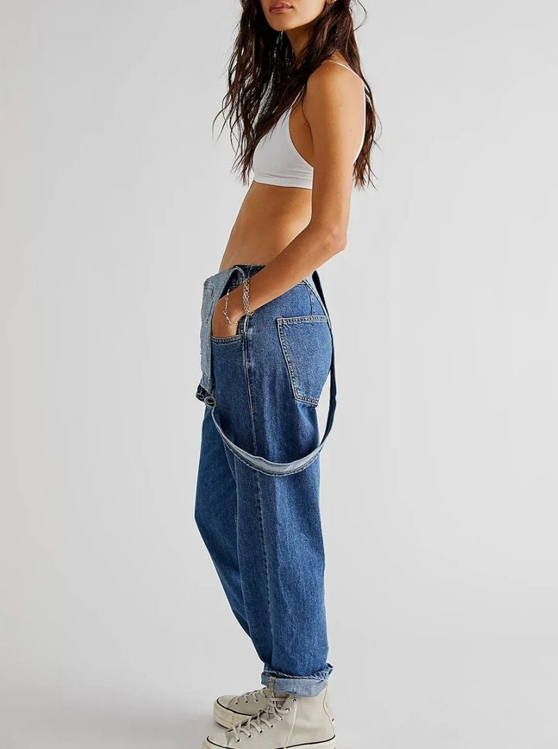 Overalls | Verstelbare bandjes | Losse pasvorm | Denim overalls | Damesbroeken-Hallo Susanne