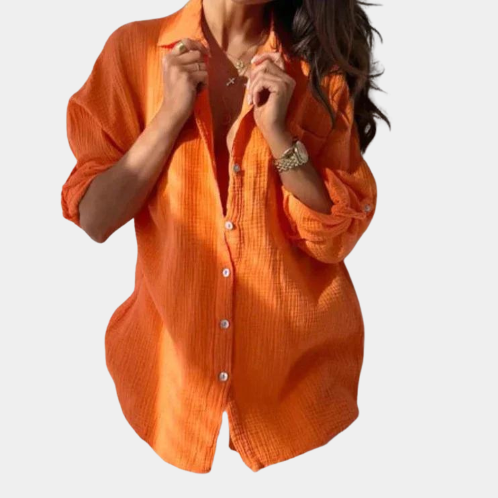 Overhemd met knoopsluiting | Lange Mouwen | Los model | Zomeroverhemd | Vrouwenblouse-Hallo Susanne