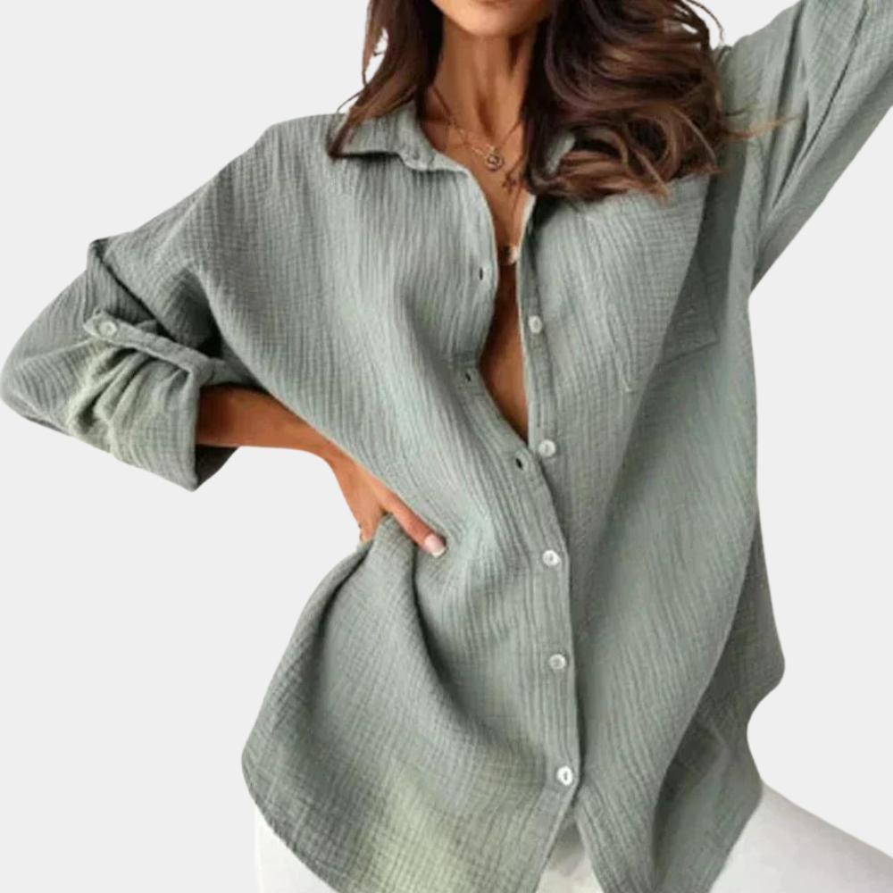 Overhemd met knoopsluiting | Lange Mouwen | Los model | Zomeroverhemd | Vrouwenblouse-Hallo Susanne