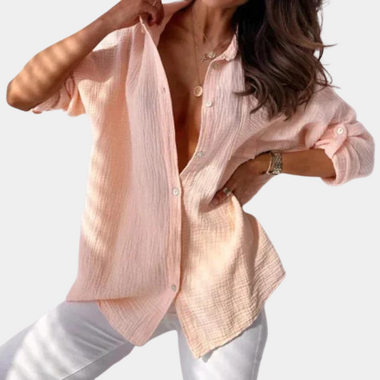 Overhemd met knoopsluiting | Lange Mouwen | Los model | Zomeroverhemd | Vrouwenblouse-Hallo Susanne