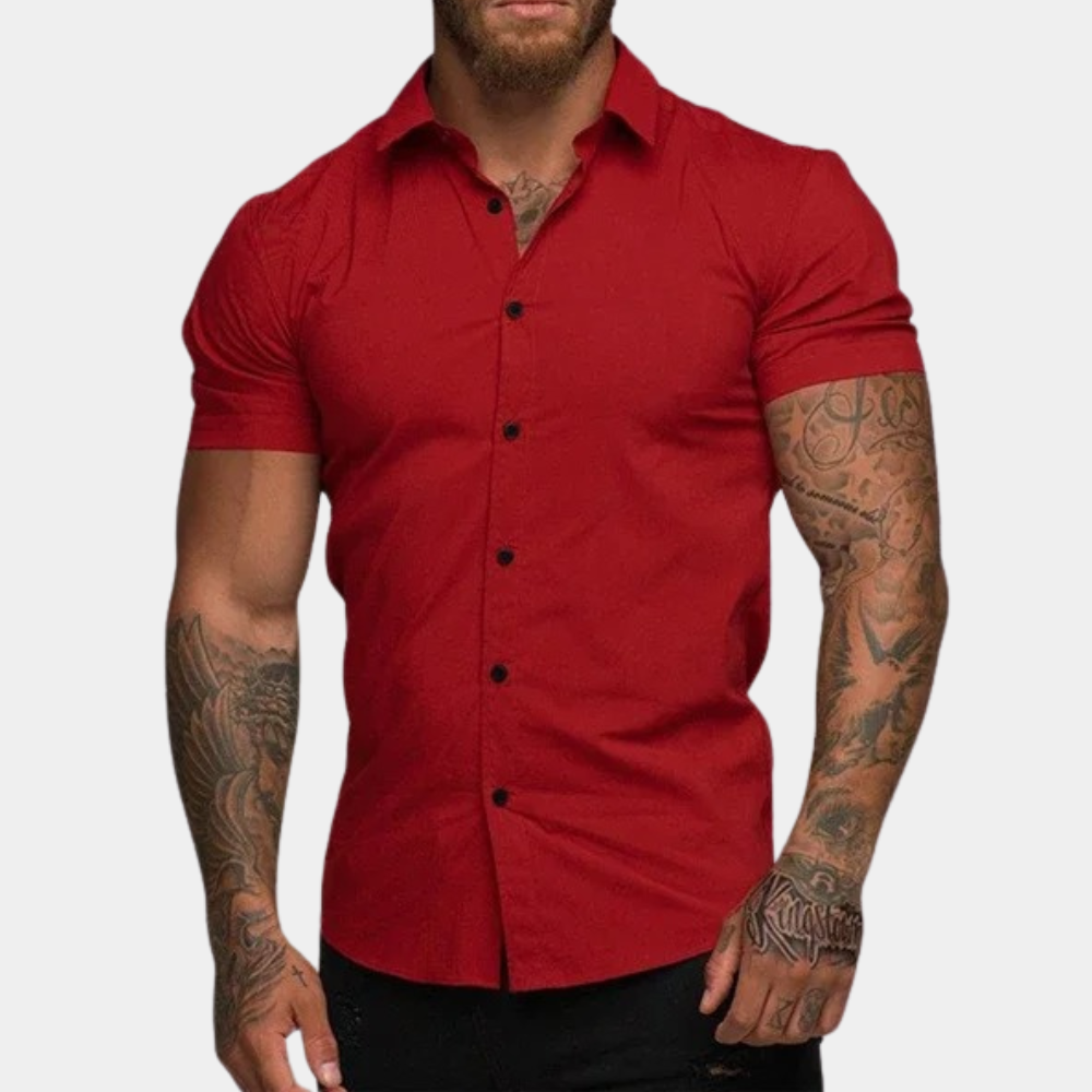 Overhemd met korte mouwen - Kraag - Zomer - Button-Up overhemd - Herenoverhemd-Hallo Susanne