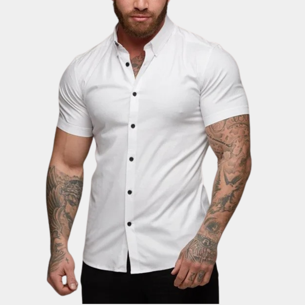 Overhemd met korte mouwen - Kraag - Zomer - Button-Up overhemd - Herenoverhemd-Hallo Susanne