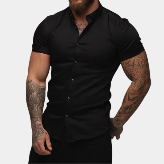 Overhemd met korte mouwen - Kraag - Zomer - Button-Up overhemd - Herenoverhemd-Hallo Susanne