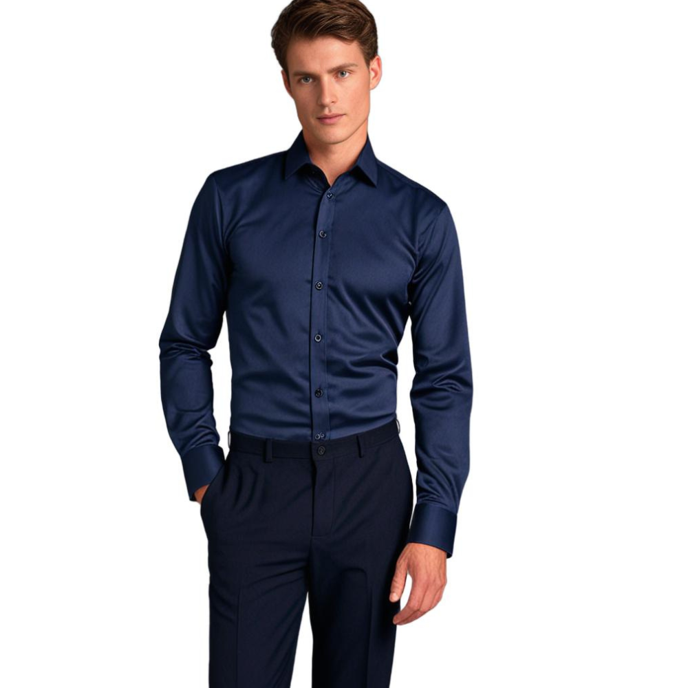 Overhemd voor heren zonder strijkrand | Stretch | Slim Fit | Jurk Overhemd | Button-Up Overhemd-Hallo Susanne