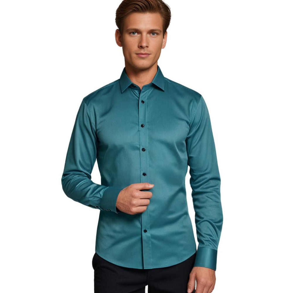 Overhemd voor heren zonder strijkrand | Stretch | Slim Fit | Jurk Overhemd | Button-Up Overhemd-Hallo Susanne