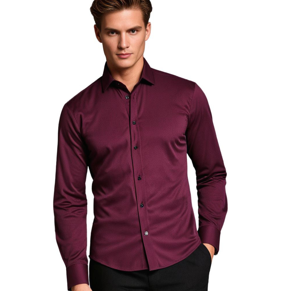 Overhemd voor heren zonder strijkrand | Stretch | Slim Fit | Jurk Overhemd | Button-Up Overhemd-Hallo Susanne