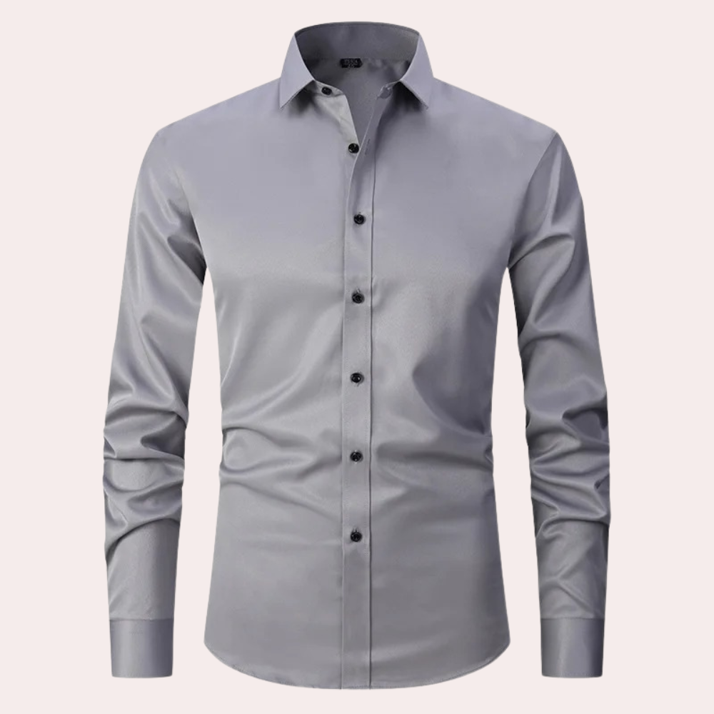 Overhemd voor heren zonder strijkrand | Stretch | Slim Fit | Jurk Overhemd | Button-Up Overhemd-Hallo Susanne