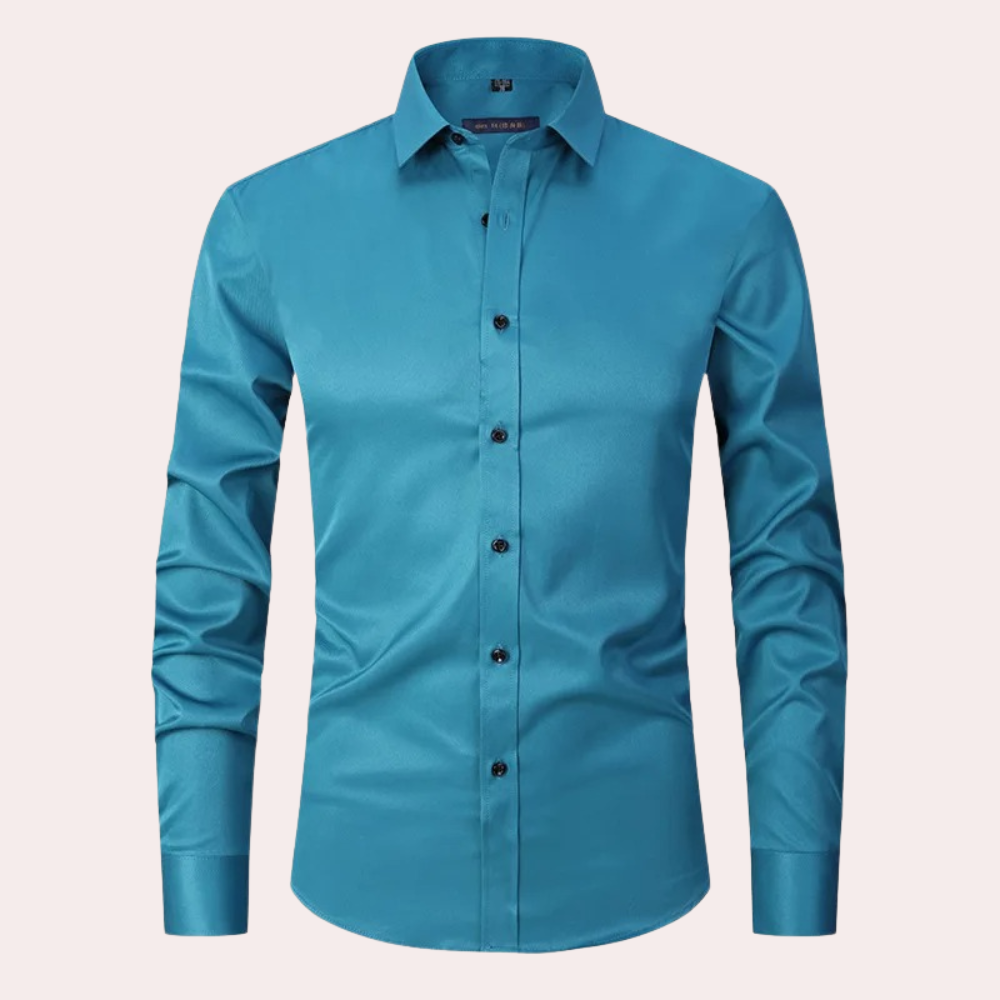 Overhemd voor heren zonder strijkrand | Stretch | Slim Fit | Jurk Overhemd | Button-Up Overhemd-Hallo Susanne