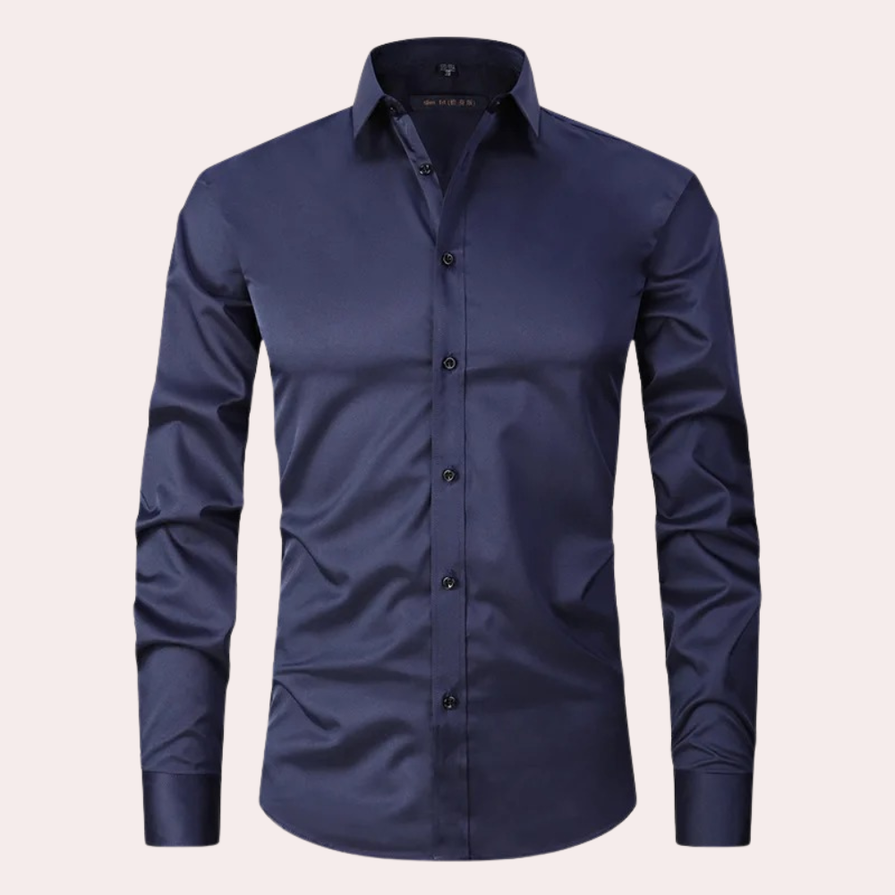 Overhemd voor heren zonder strijkrand | Stretch | Slim Fit | Jurk Overhemd | Button-Up Overhemd-Hallo Susanne
