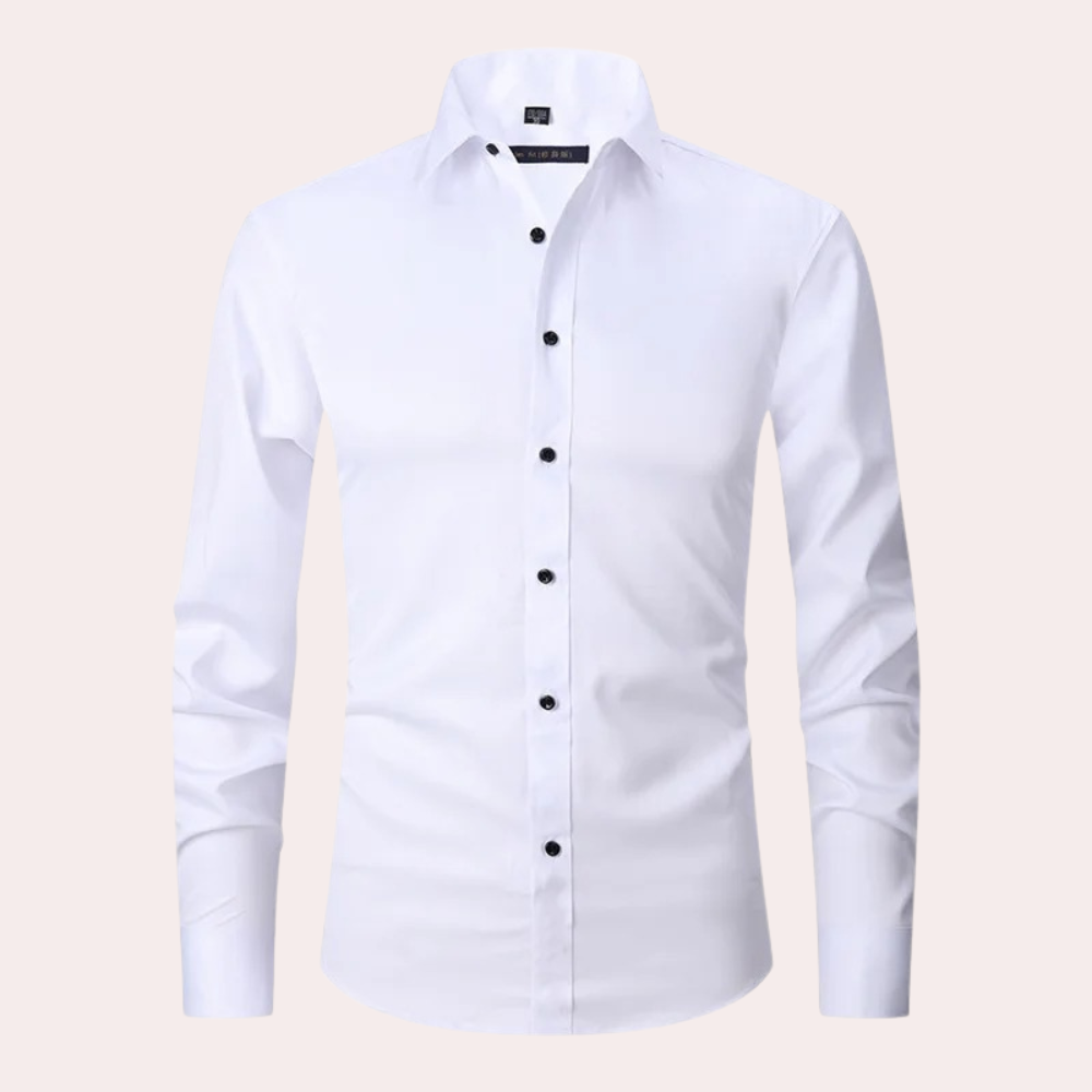 Overhemd voor heren zonder strijkrand | Stretch | Slim Fit | Jurk Overhemd | Button-Up Overhemd-Hallo Susanne