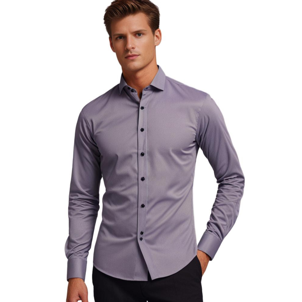 Overhemd voor heren zonder strijkrand | Stretch | Slim Fit | Jurk Overhemd | Button-Up Overhemd-Hallo Susanne