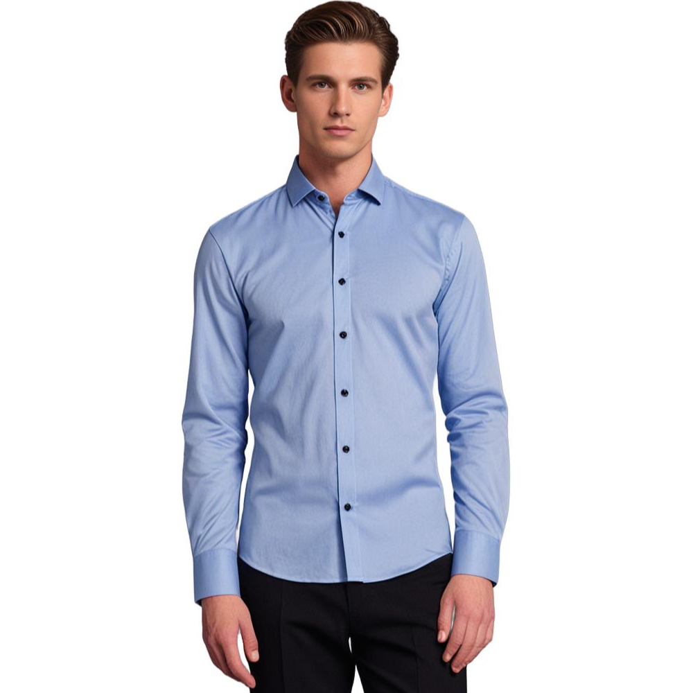 Overhemd voor heren zonder strijkrand | Stretch | Slim Fit | Jurk Overhemd | Button-Up Overhemd-Hallo Susanne