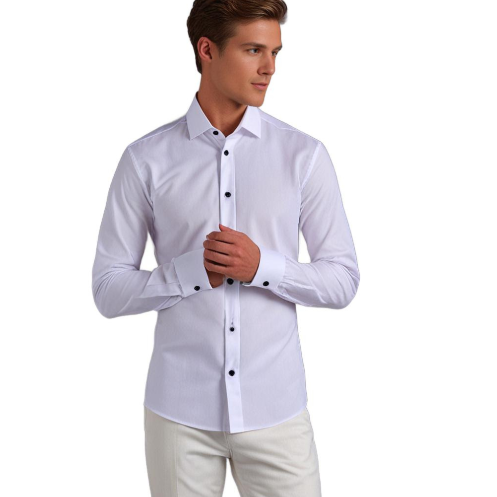 Overhemd voor heren zonder strijkrand | Stretch | Slim Fit | Jurk Overhemd | Button-Up Overhemd-Hallo Susanne