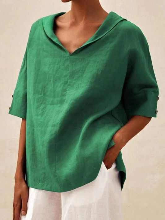 Oversized Blouse - Casual Women's Korte Mouwen Los Pasvorm Blouse-Hallo Susanne