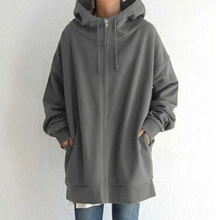Oversized Hoodie | Lang | Losse pasvorm | Zip-Up Hoodie | Hoodies voor Vrouwen-Hallo Susanne