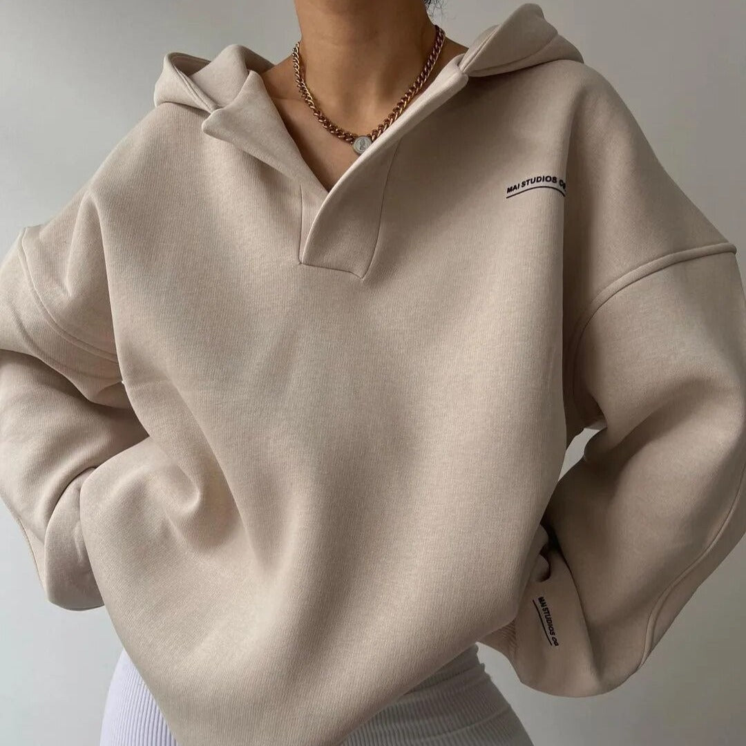 Oversized Hoodie | Warm | V-Hals | Pullover Hoodie | Vrouwen Hoodie-Hallo Susanne